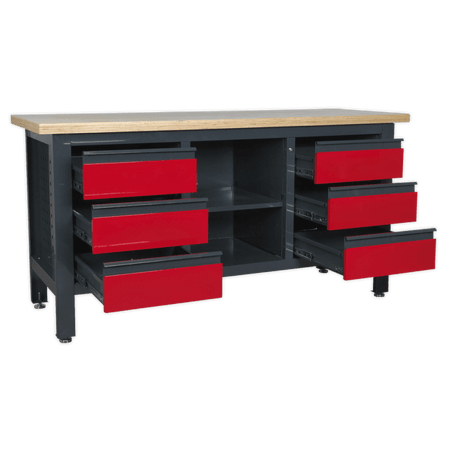 Workstation with 6 Drawers & Open Storage Model No.-21771