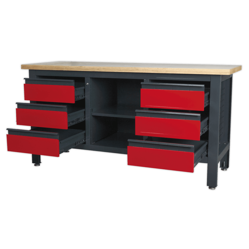 Workstation with 6 Drawers & Open Storage Model No.-21771