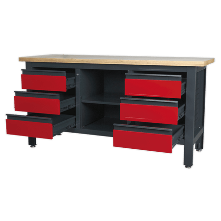 Workstation with 6 Drawers & Open Storage Model No.-21771