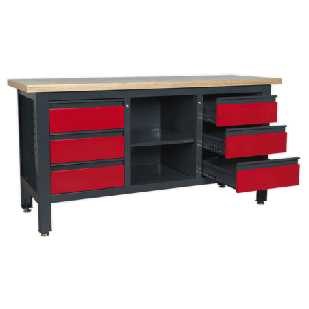 Workstation with 6 Drawers & Open Storage Model No.-21771