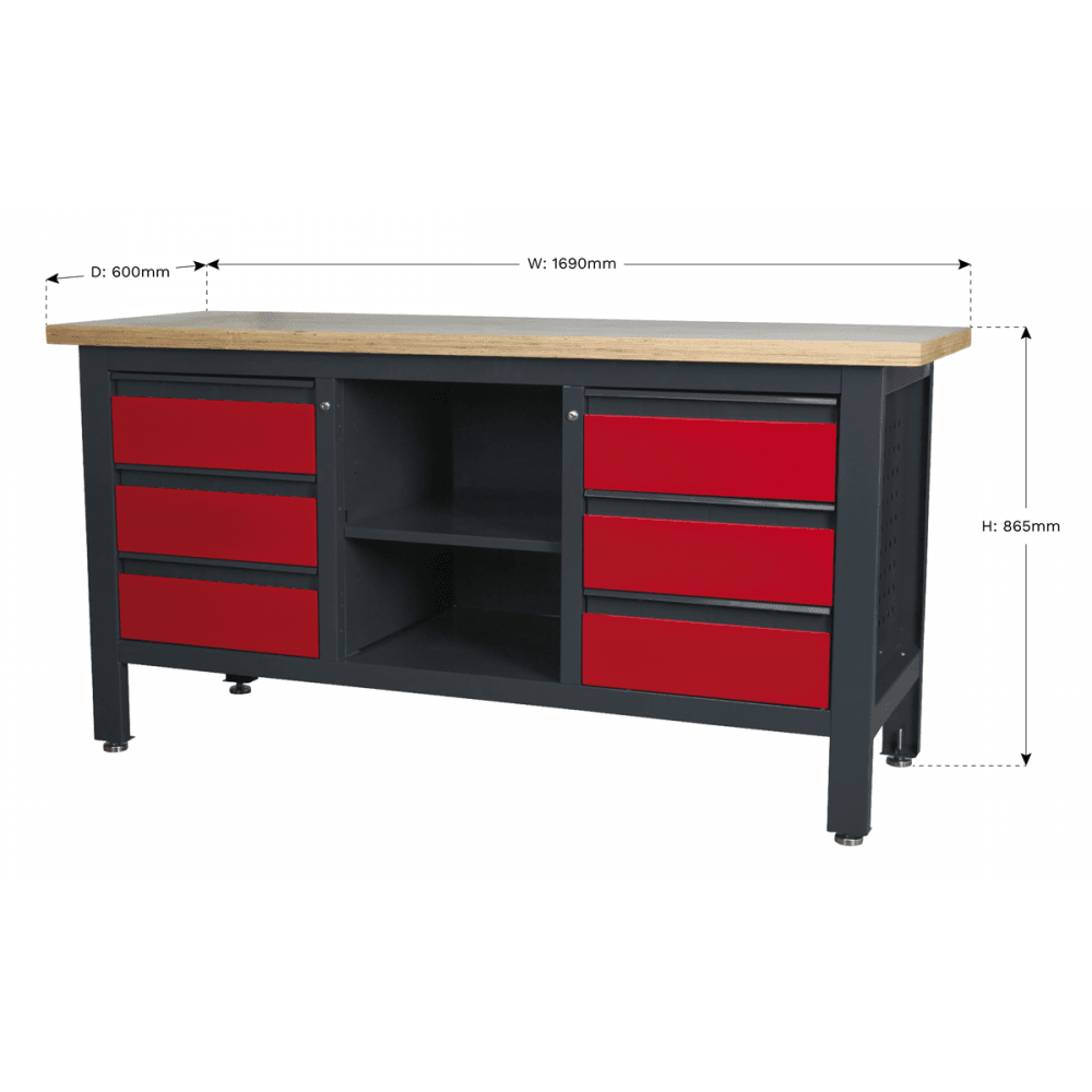 Workstation with 6 Drawers & Open Storage Model No.-21771