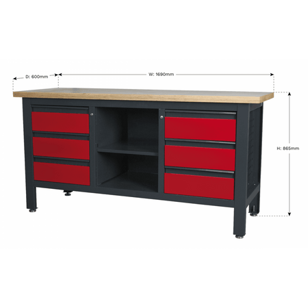 Workstation with 6 Drawers & Open Storage Model No.-21771