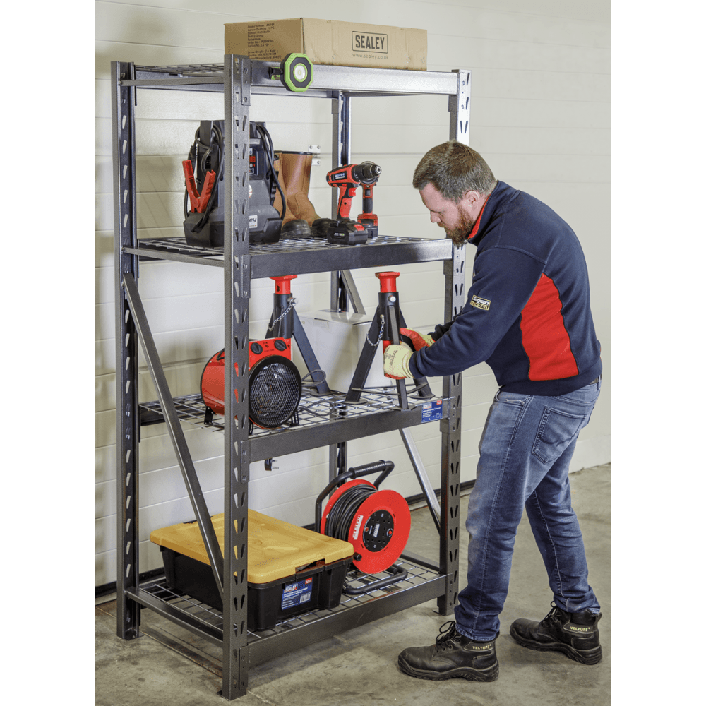 Heavy-Duty Racking Unit with 4 Mesh Shelves 640kg Capacity Per Level 978mm Model No.-21834