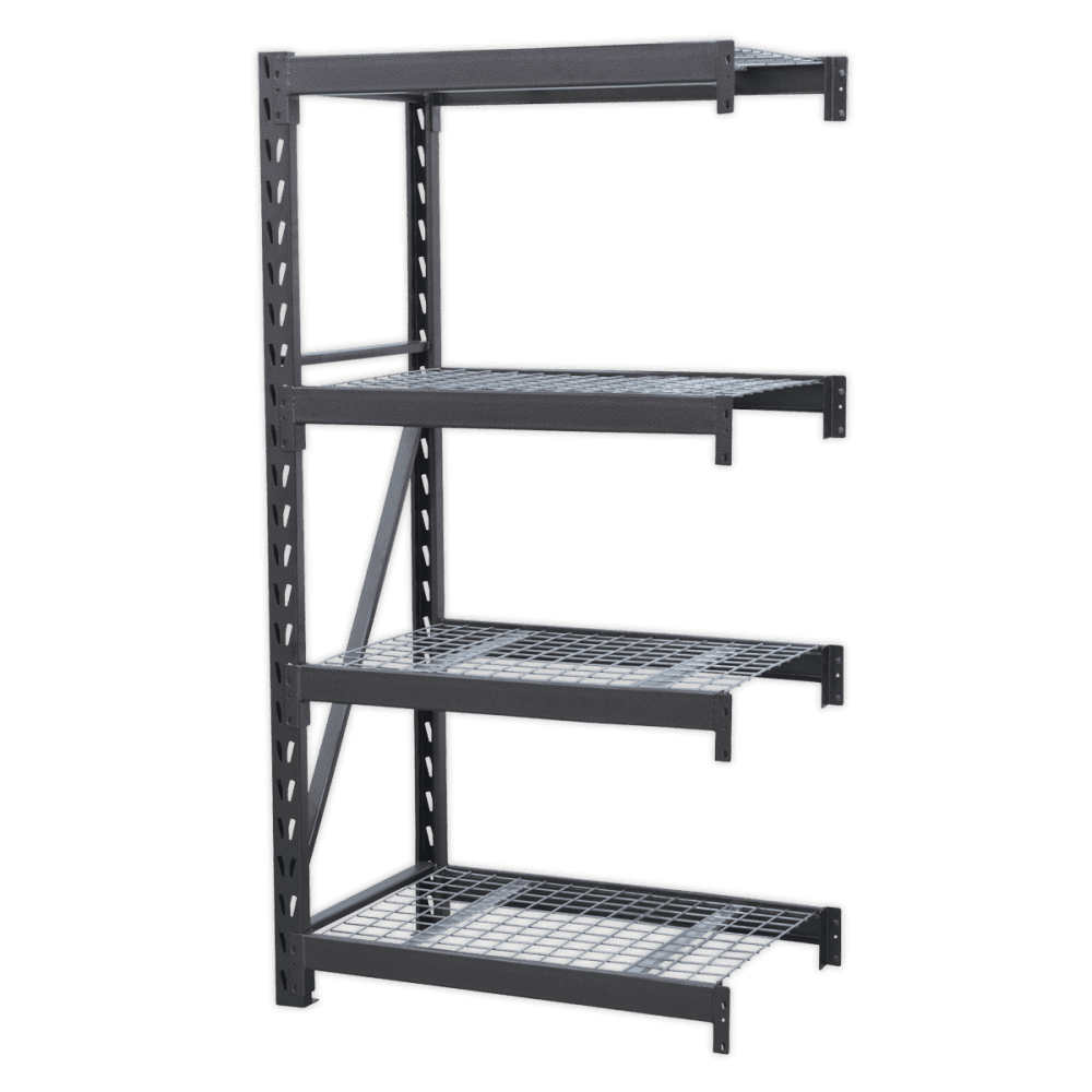 Heavy-Duty Racking Extension Pack with 4 Mesh Shelves 640kg Capacity Per Level Model No.-21835
