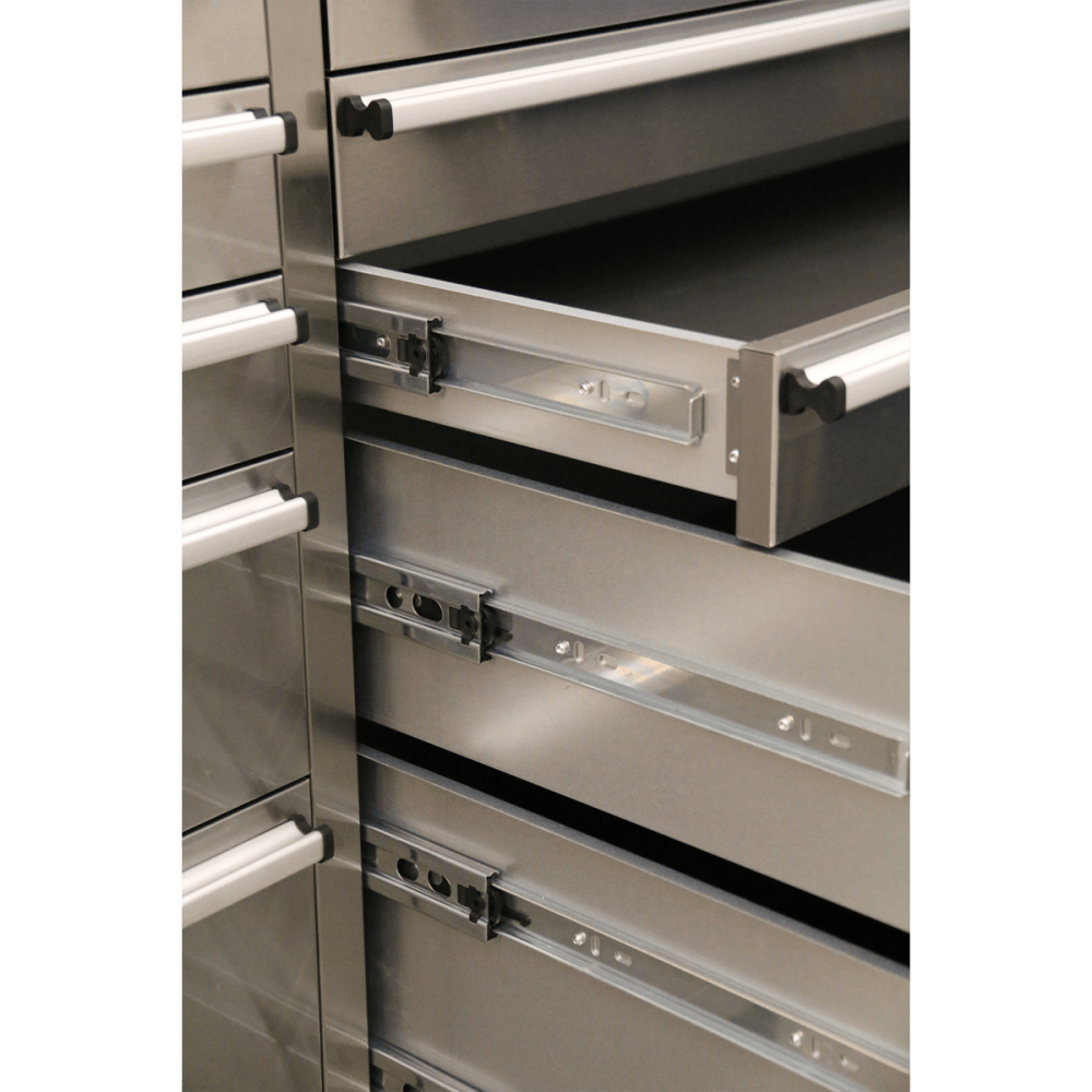 Mobile Stainless Steel Tool Cabinet 10 Drawer with Backboard & 2 Wall Cupboards Model No.-21900