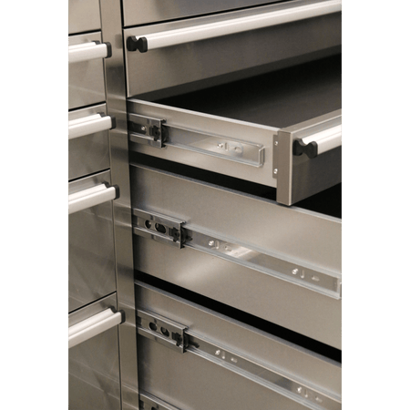 Mobile Stainless Steel Tool Cabinet 10 Drawer with Backboard & 2 Wall Cupboards Model No.-21900