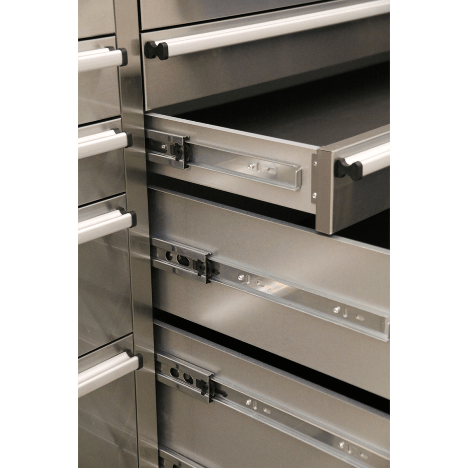 Mobile Stainless Steel Tool Cabinet 10 Drawer with Backboard & 2 Wall Cupboards Model No.-21900