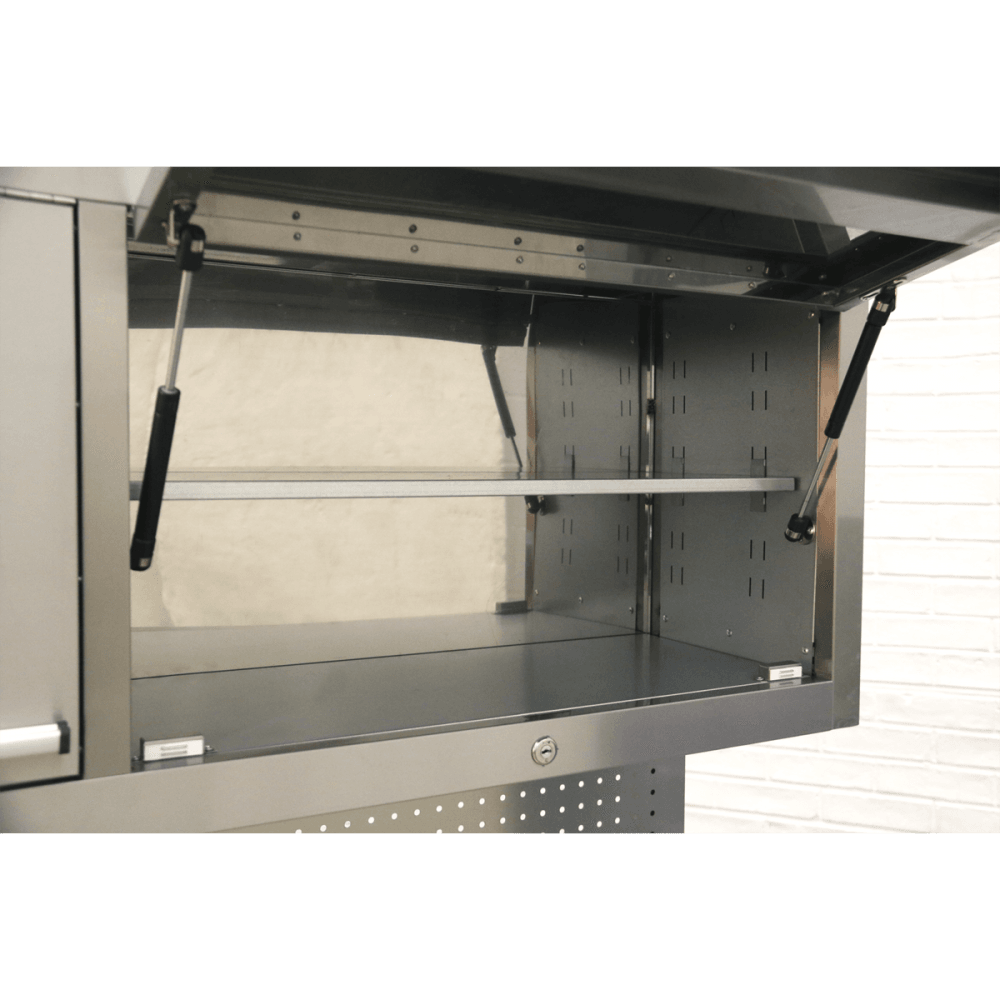 Mobile Stainless Steel Tool Cabinet 10 Drawer with Backboard & 2 Wall Cupboards Model No.-21900