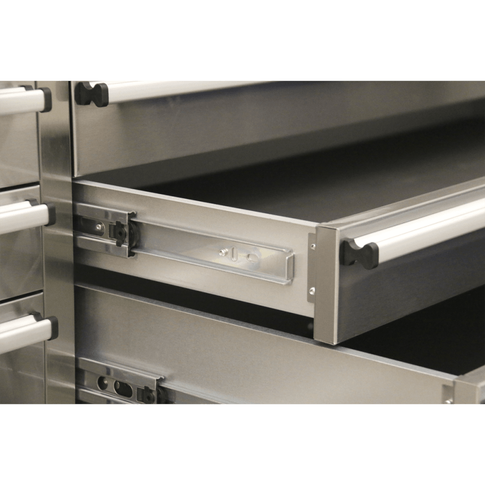 Mobile Stainless Steel Tool Cabinet 10 Drawer with Backboard & 2 Wall Cupboards Model No.-21900