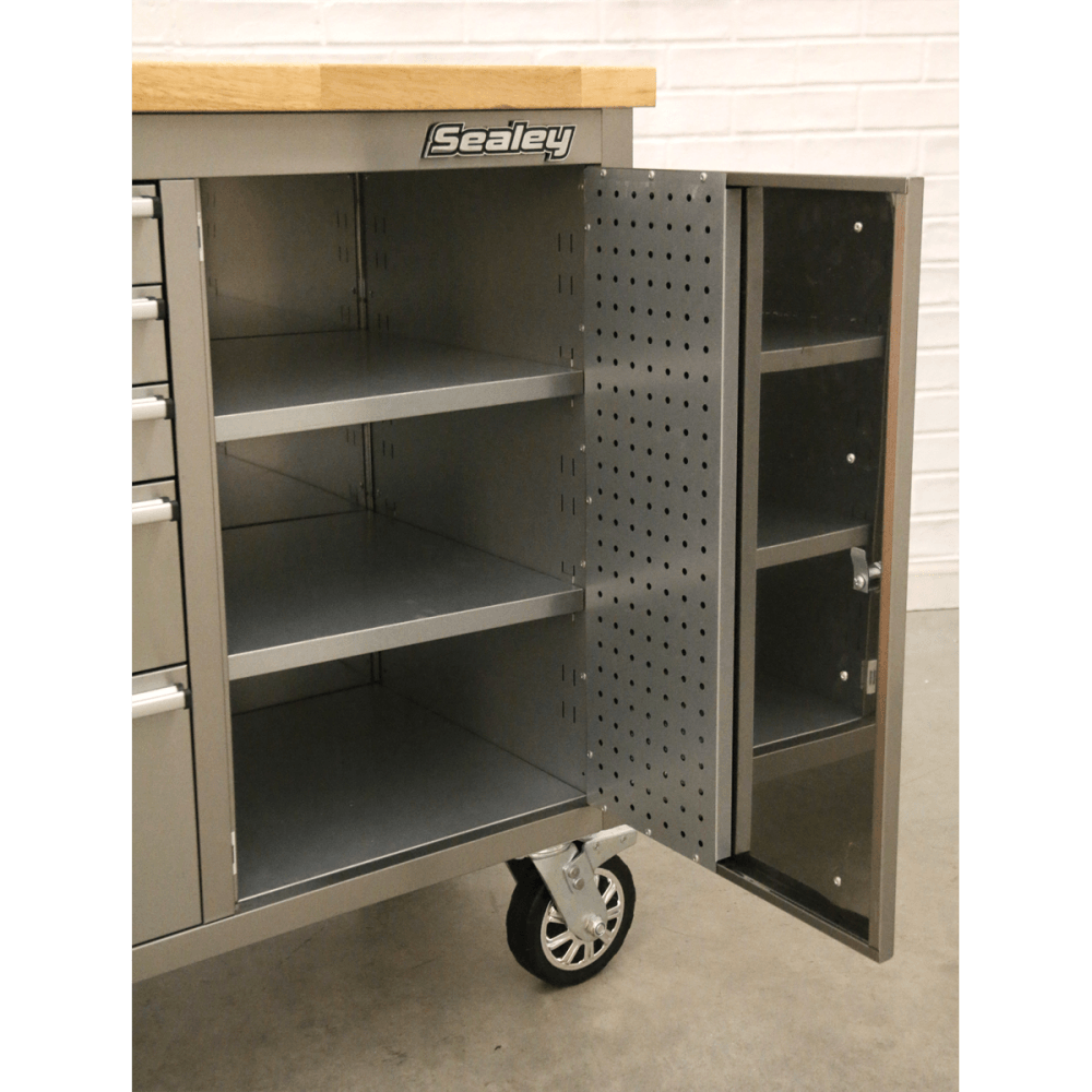 Mobile Stainless Steel Tool Cabinet 10 Drawer & Cupboard Model No.-21901