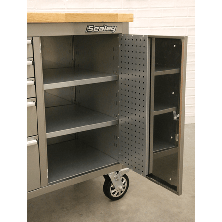 Mobile Stainless Steel Tool Cabinet 10 Drawer & Cupboard Model No.-21901
