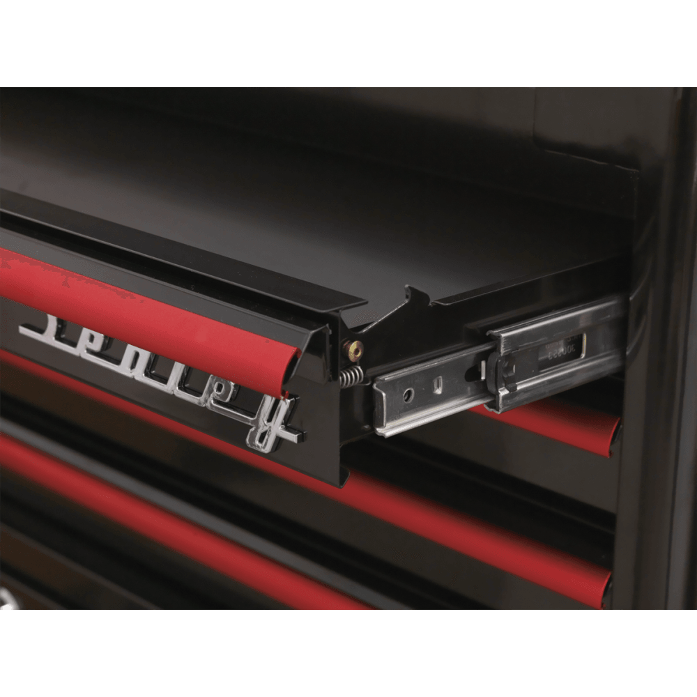 Mid-Box 2 Drawer Retro Style - Black with Red Anodised Drawer Pulls Model No.-21920