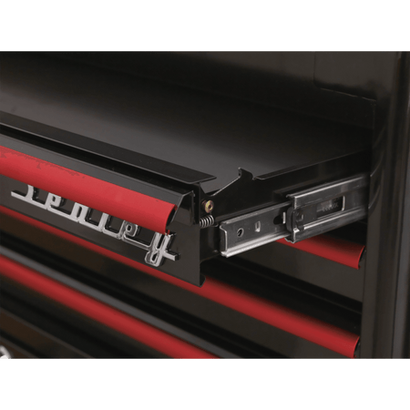 Mid-Box 2 Drawer Retro Style - Black with Red Anodised Drawer Pulls Model No.-21920