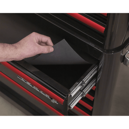 Rollcab 4 Drawer Retro Style- Black with Red Anodised Drawer Pulls Model No.-21922