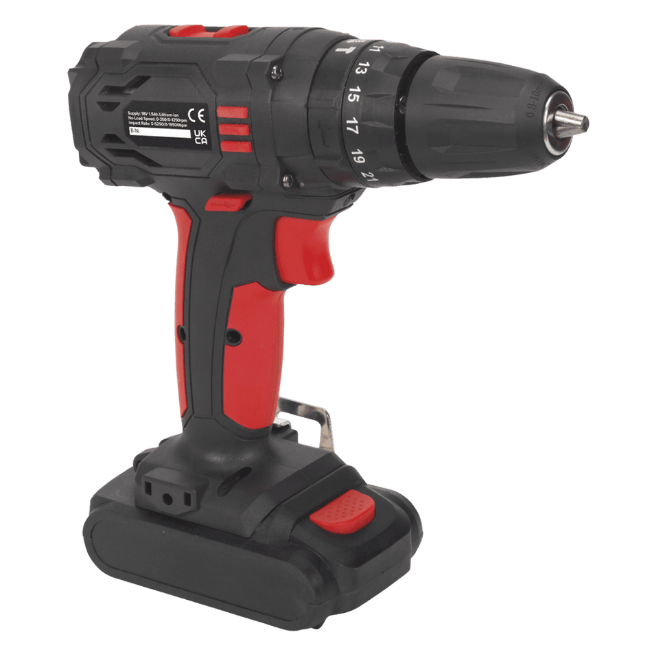 Cordless Lithium-ion 10mm Hammer Drill/Driver 18V 1.5Ah 2-Speed - Fast Charger Model No.-21978