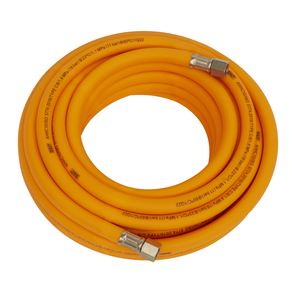 High-Visibility Hybrid Air Hose with 1/4"BSP Unions 10m x 8mm : Model No.-21936