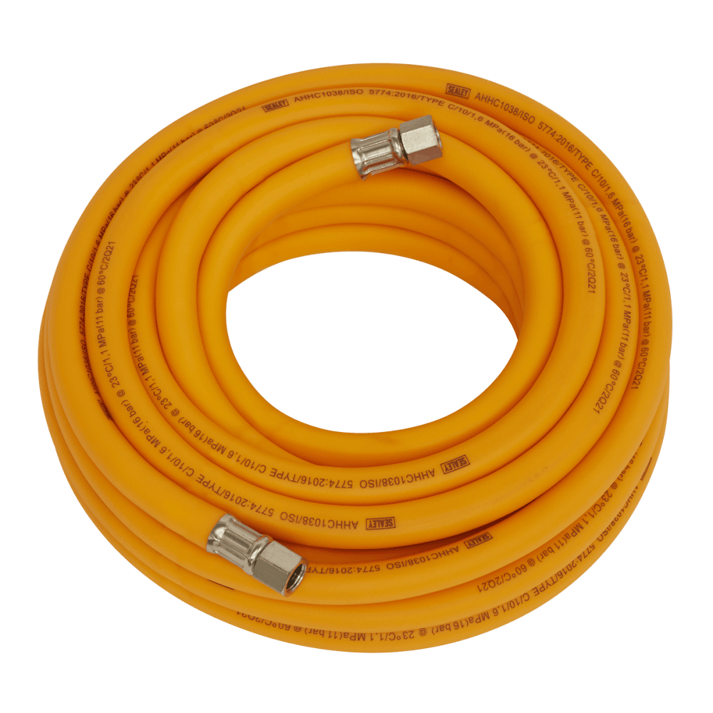 High-Visibility Hybrid Air Hose with 1/4"BSP Unions 10m x 10mm : Model No.-21938