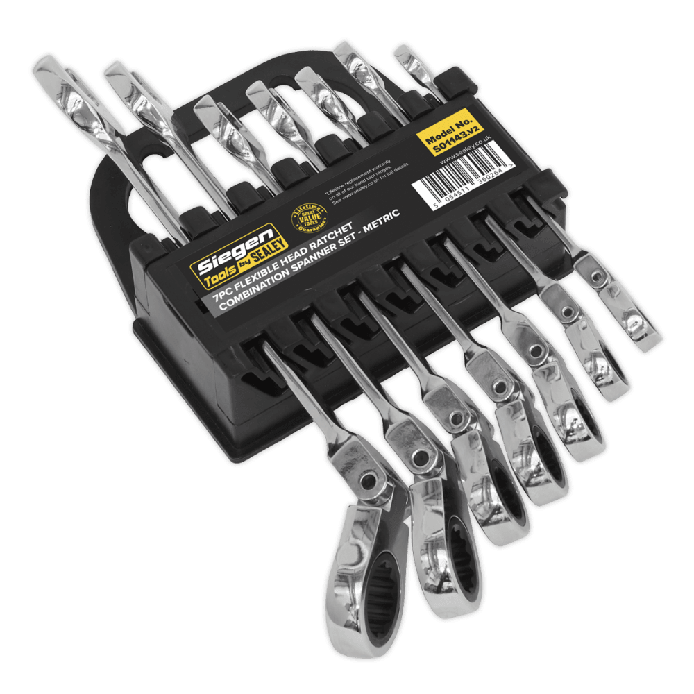 Flexible Head Ratchet Combination Spanner Set 7pc Metric Model No- 22012