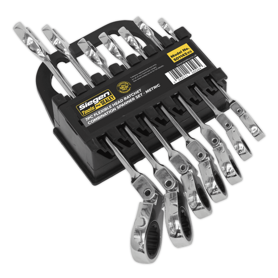 Flexible Head Ratchet Combination Spanner Set 7pc Metric Model No- 22012