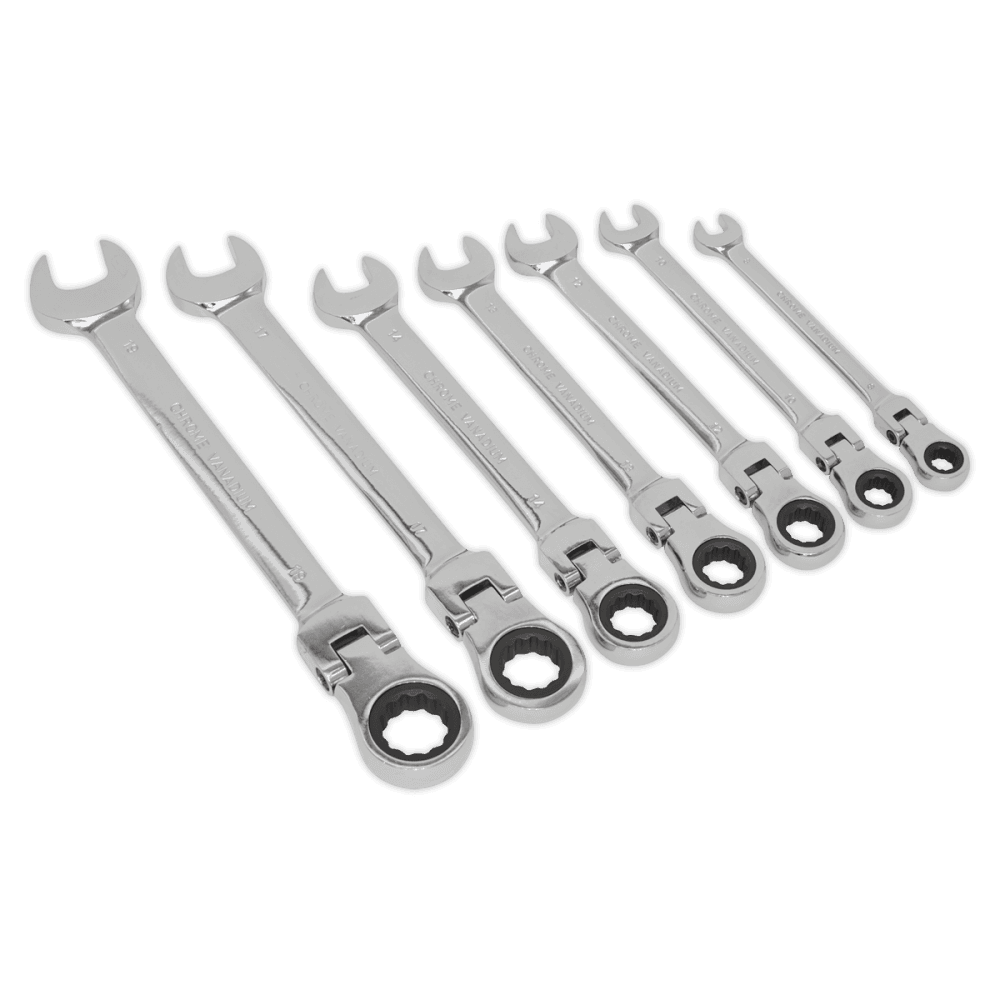 Flexible Head Ratchet Combination Spanner Set 7pc Metric Model No- 22012