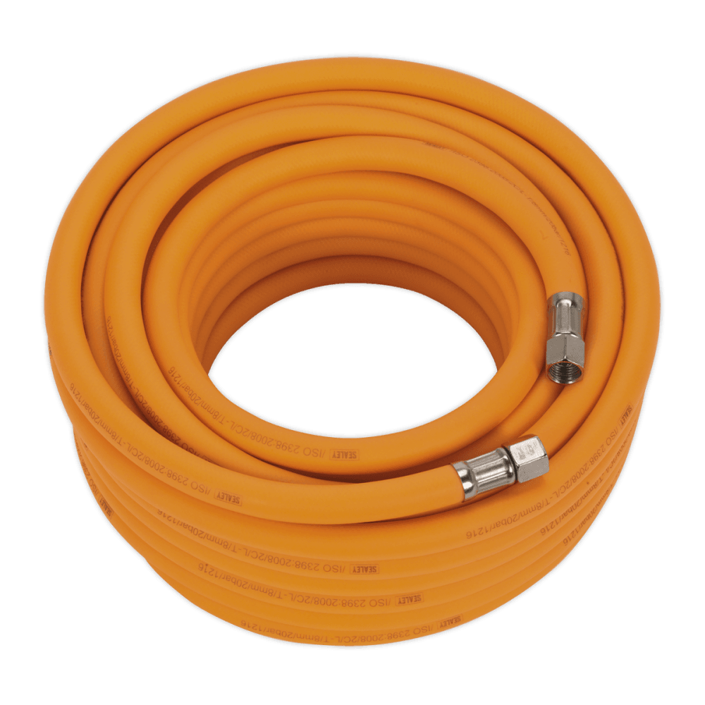 Air Hose 15mtr x 8mm Hybrid High Visibility with 1/4"BSP Unions Model No- AHHC15