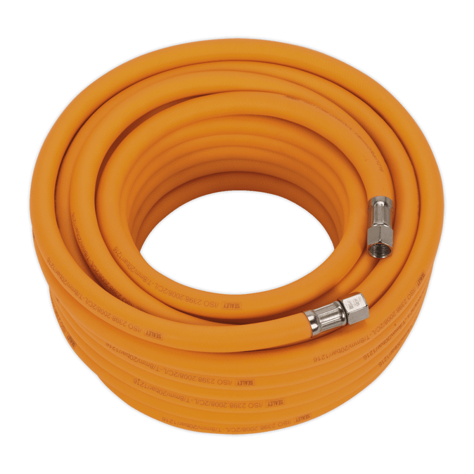 Air Hose 15mtr x 8mm Hybrid High Visibility with 1/4"BSP Unions Model No- AHHC15
