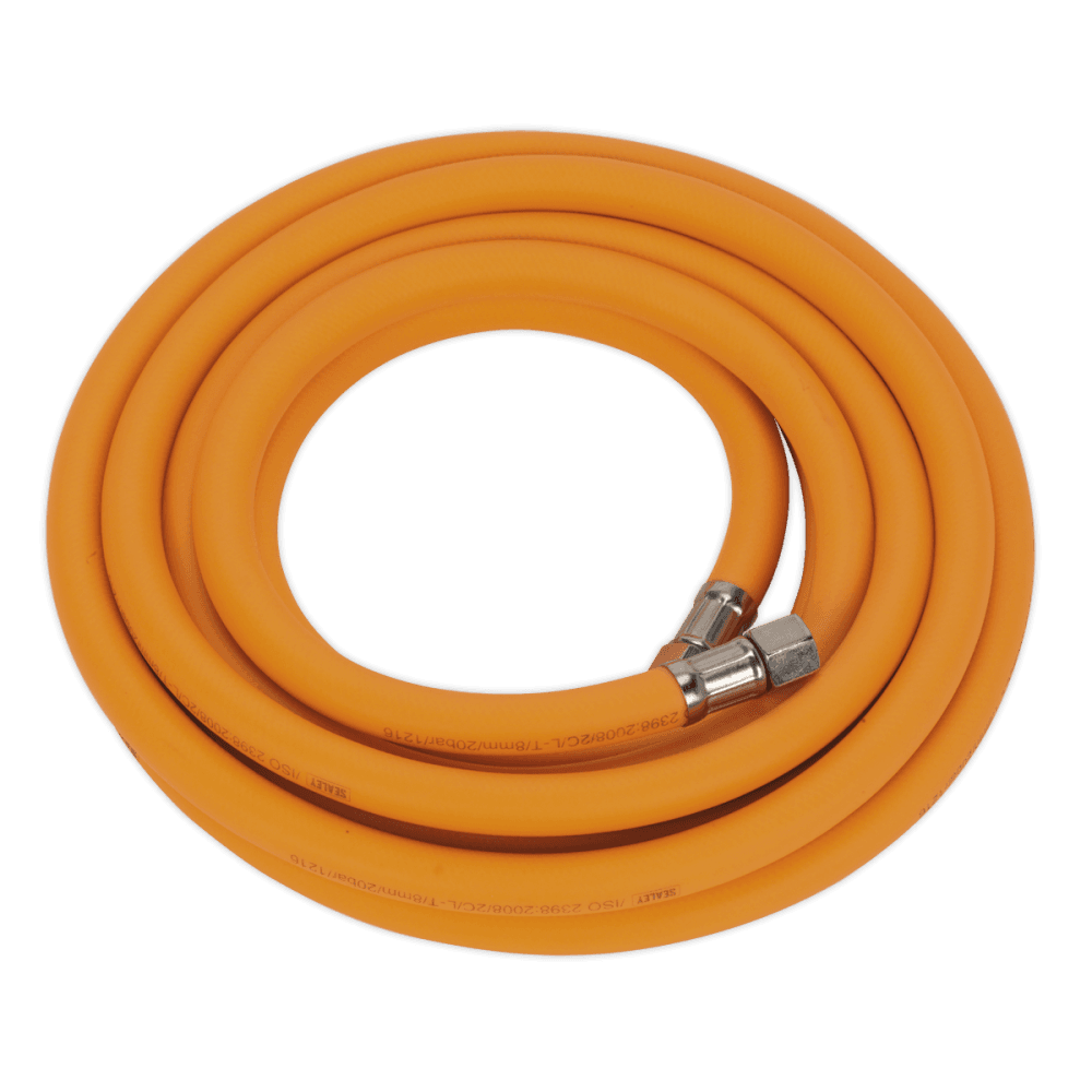 Air Hose 5mtr x 8mm Hybrid High Visibility with 1/4"BSP Unions Model No- AHHC5