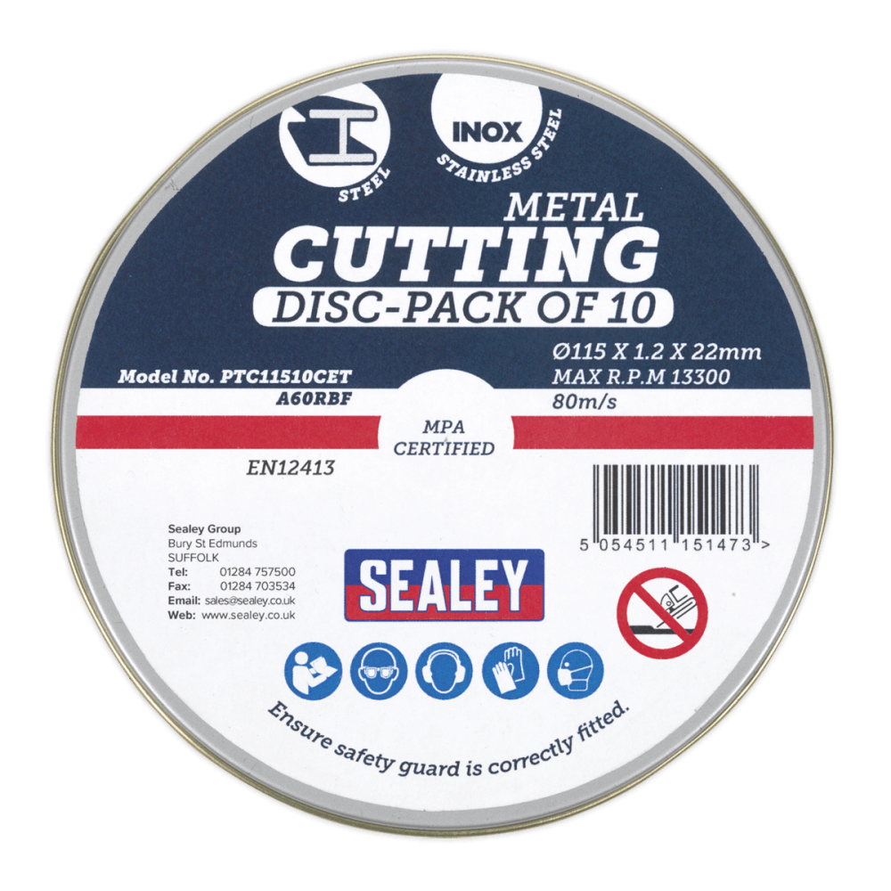 Cutting Disc 115 x 1.2mm 22mm Bore Pack of 10 Model No- PTC11510CET