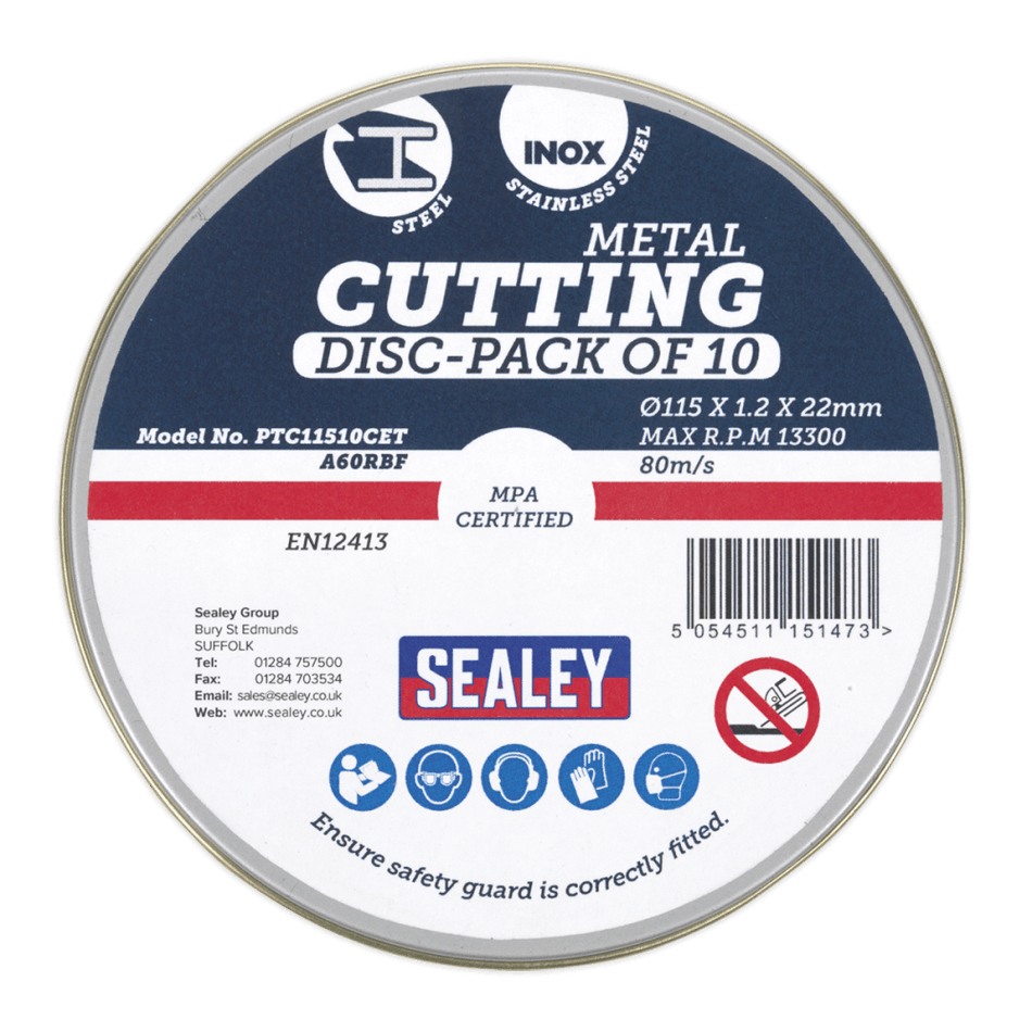 Cutting Disc 115 x 1.2mm 22mm Bore Pack of 10 Model No- PTC11510CET