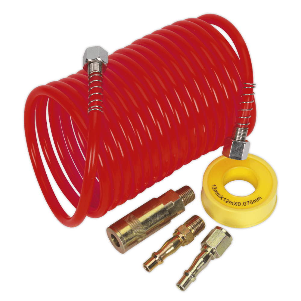 Air Hose Kit 5mtr x 5mm PU Coiled with Connectors Model No- 22386
