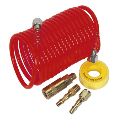 Air Hose Kit 5mtr x 5mm PU Coiled with Connectors Model No- 22386