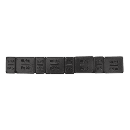 Wheel Weight 5 & 10g Adhesive Zinc Plated Steel Black Strip of 8 (4 x Each Weight) Pack of 50 Model No- 22332