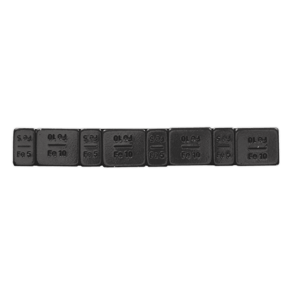 Wheel Weight 5 & 10g Adhesive Zinc Plated Steel Black Strip of 8 (4 x Each Weight) Pack of 50 Model No- 22332