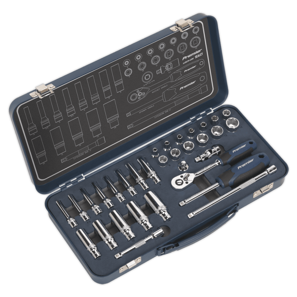 Socket Set 32pc 1/4"Sq Drive Lock-On? 6pt Metric Model No- 22432