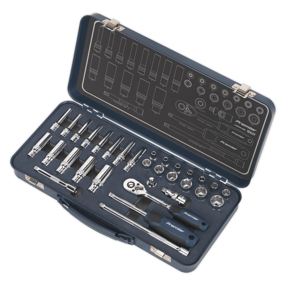 Socket Set 32pc 1/4"Sq Drive Lock-On? 6pt Metric Model No- 22432