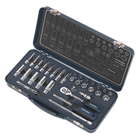 Socket Set 32pc 1/4"Sq Drive Lock-On? 6pt Metric Model No- 22432