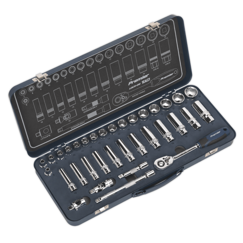 Socket Set 34pc 3/8"Sq Drive Lock-On? 6pt Metric Model No- 22433