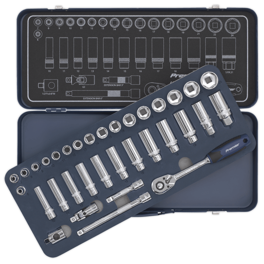 Socket Set 34pc 3/8"Sq Drive Lock-On? 6pt Metric Model No- 22433