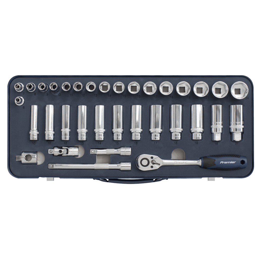 Socket Set 34pc 3/8"Sq Drive Lock-On? 6pt Metric Model No- 22433
