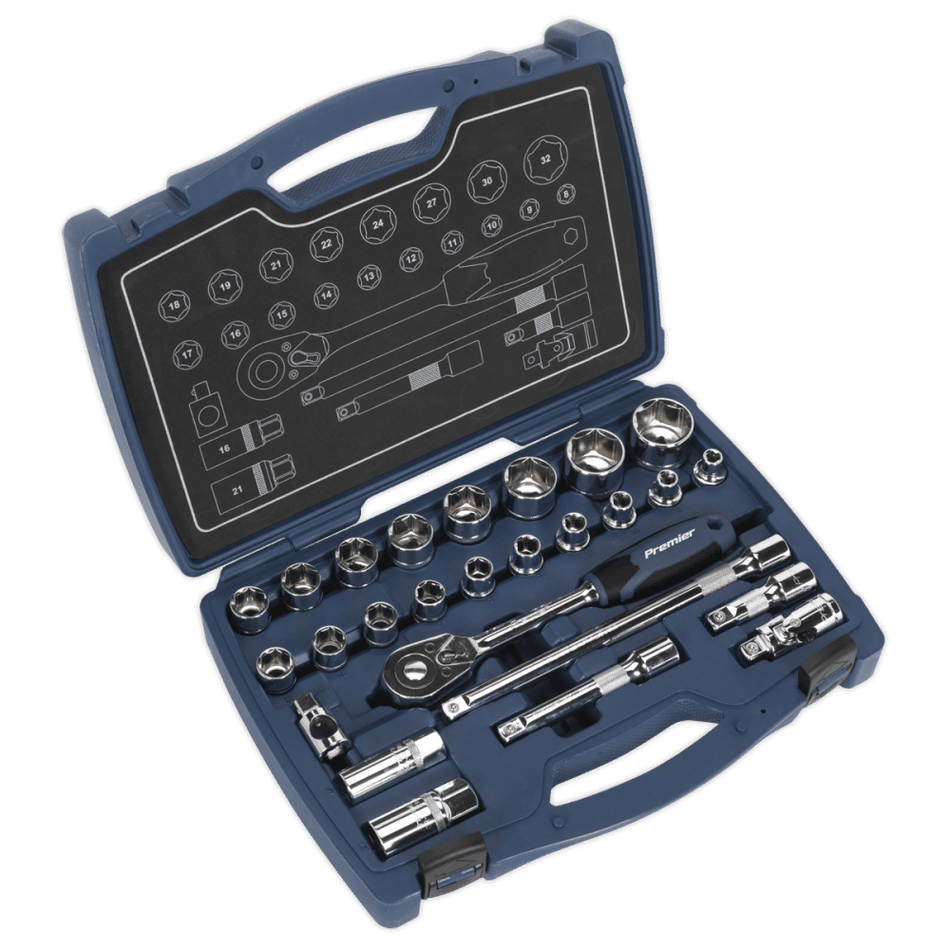 Socket Set 26pc 1/2"Sq Drive 6pt WallDriveÂ¶Ã· Metric Model No- 22431