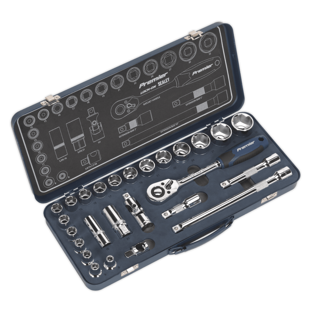 Socket Set 26pc 1/2"Sq Drive Lock-On? 6pt Metric Model No- 22434
