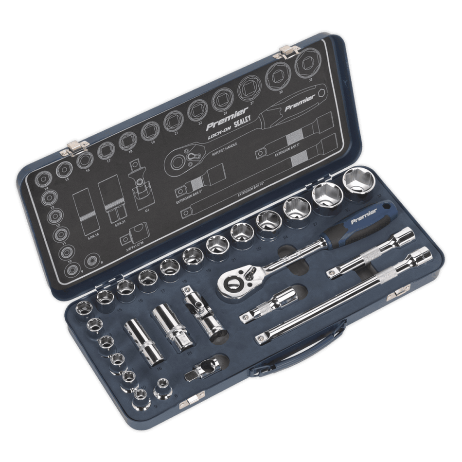 Socket Set 26pc 1/2"Sq Drive Lock-On? 6pt Metric Model No- 22434