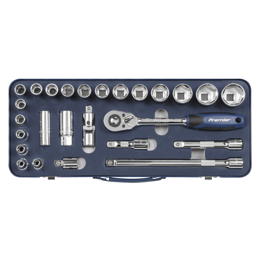 Socket Set 26pc 1/2"Sq Drive Lock-On? 6pt Metric Model No- 22434