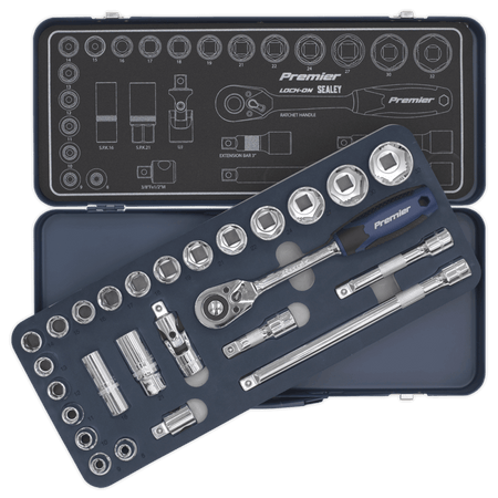 Socket Set 26pc 1/2"Sq Drive Lock-On? 6pt Metric Model No- 22434
