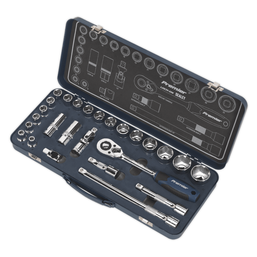 Socket Set 26pc 1/2"Sq Drive Lock-On? 6pt Metric Model No- 22434