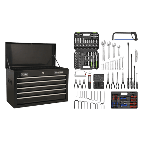 Topchest 5 Drawer with Ball Bearing Slides - Black & 230pc Tool Kit Model No- 22509