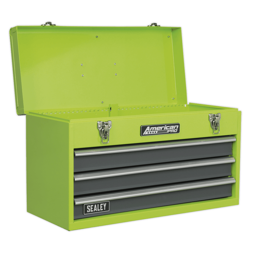 Portable Tool Chest 3 Drawer with Ball Bearing Slides - Hi-Vis & 93pc Tool Kit Model No- 22069