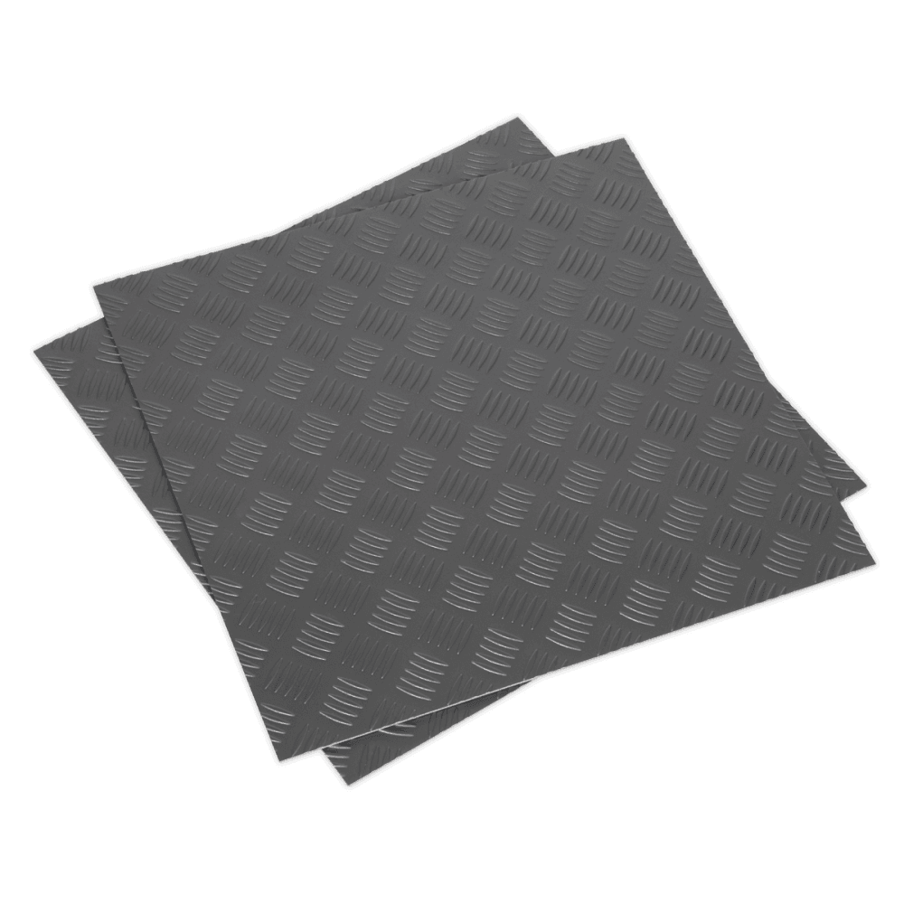 Vinyl Floor Tile with Peel & Stick Backing - Silver Treadplate Pack of 16 Model No- 22495
