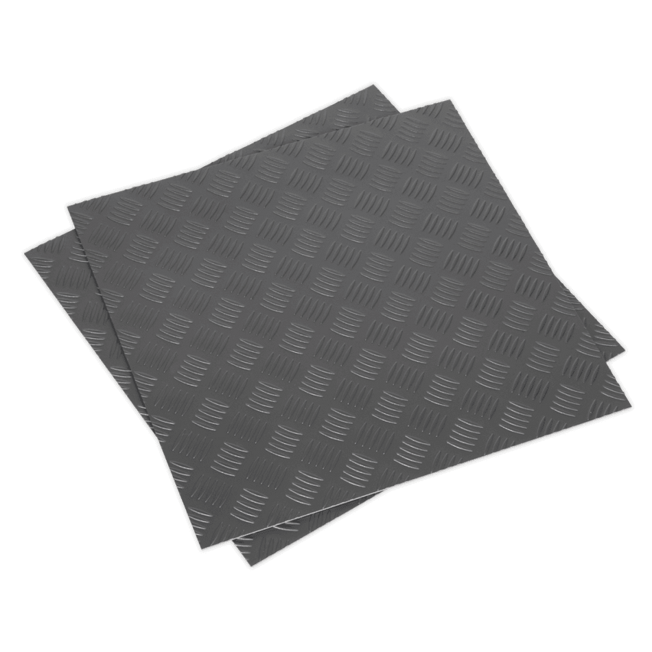 Vinyl Floor Tile with Peel & Stick Backing - Silver Treadplate Pack of 16 Model No- 22495