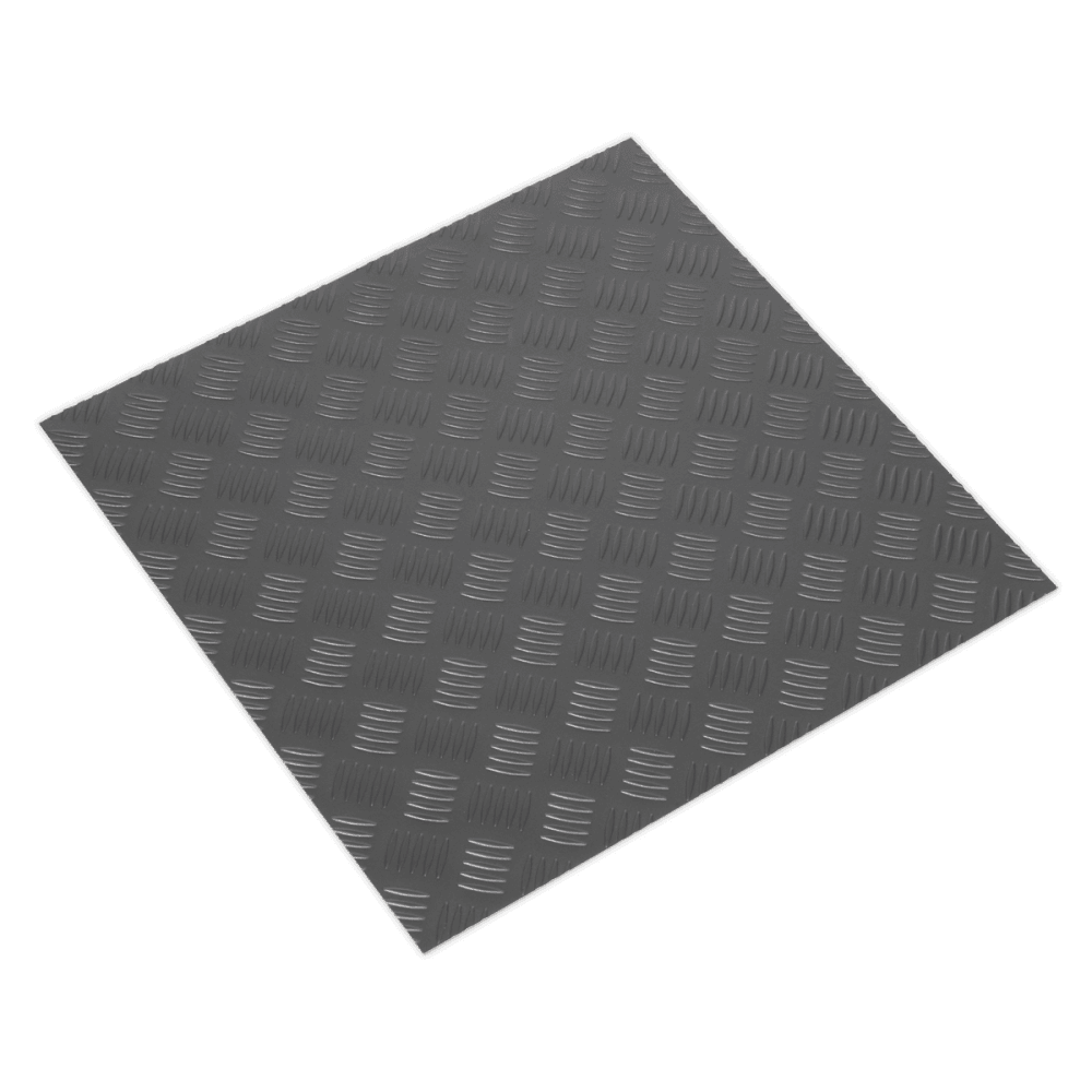 Vinyl Floor Tile with Peel & Stick Backing - Silver Treadplate Pack of 16 Model No- 22495